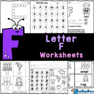 Grab free printable alphabet worksheets to make it quick and easy to practice letters! Here is a 20 page pack of letter f worksheets for Kindergarten! In this pack are various ways for kindergartners to work on tracing letter f! Simply print the letter f tracing worksheets page that works best for your students. The free printable f worksheets for kindergarten pages include a huge variety including: do-a-dot printables, tracing upper and lowercase letter B, writing b worksheet, letter b sound review, roll and write, find and color, cut and paste, plus lotsโs more!
