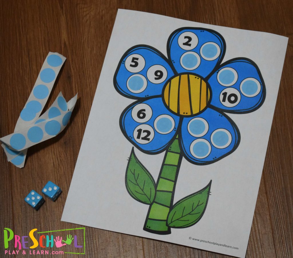 This hands-on spring counting game is a great way to practice counting while having fun decorating your flower.