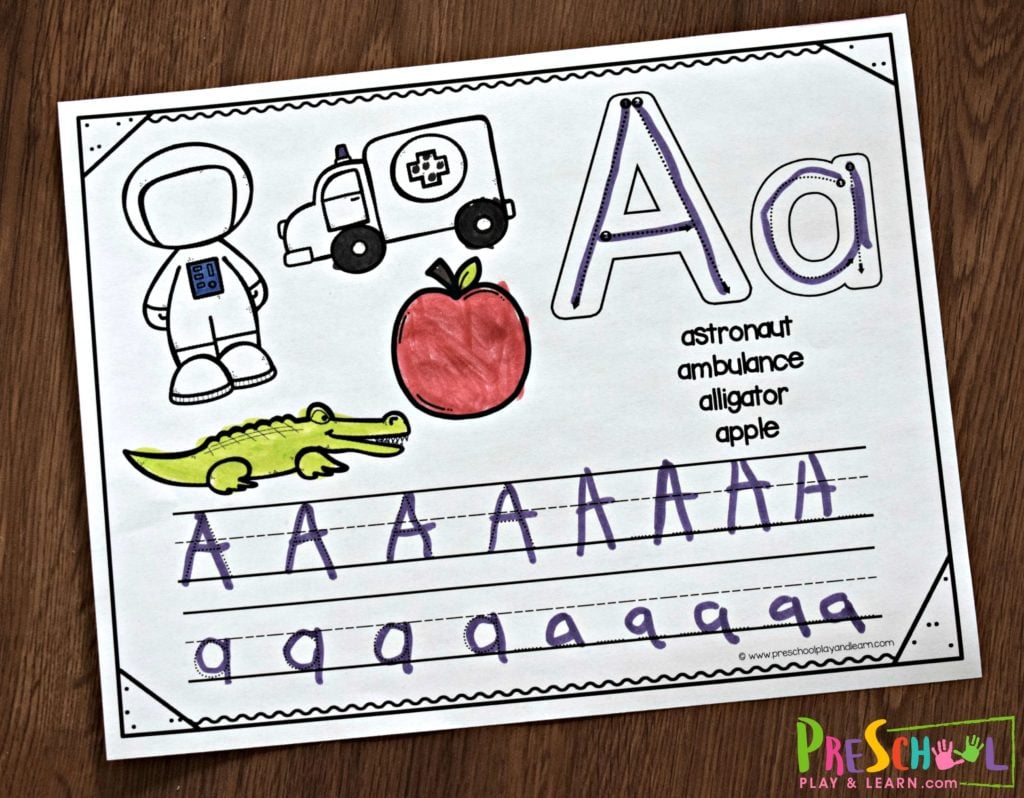 free handwriting worksheets - Letter a handwriting worksheets with tracing lines and places to color