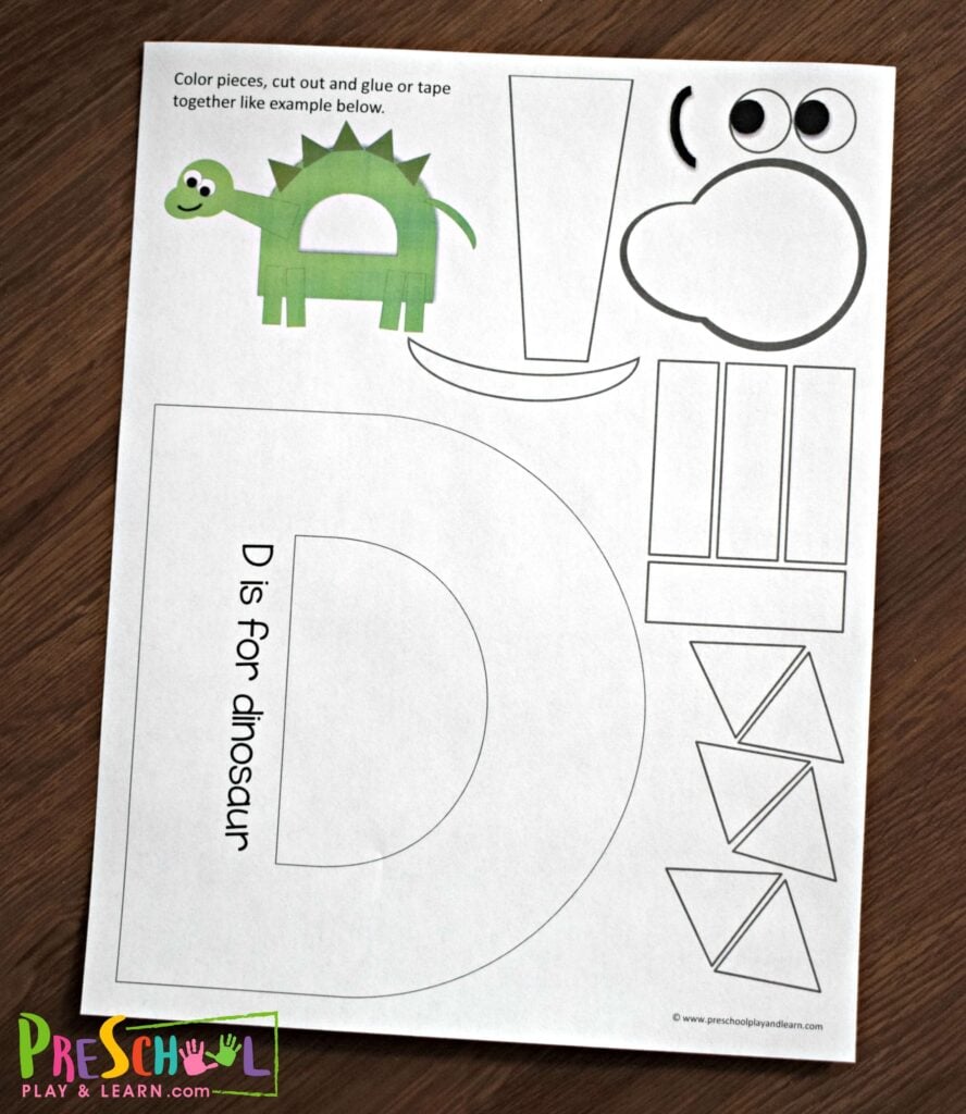 Free Printable Letter D craft for preschoolers
