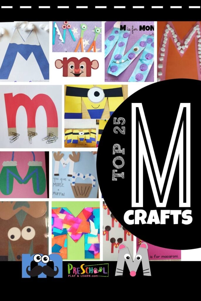 Get ready for an epic letter of the week unit with these fun letter m crafts! We have found so many adorable letter m preschool crafts for pre-k, kindergarten, toddler, and first grade students. Working on letter recognition has never been more fun than making upper and lowercase letter m is for mountain monkey, monster, arshmallow, magnet, minion, mittens, moose, mouse, mustache, and more!
