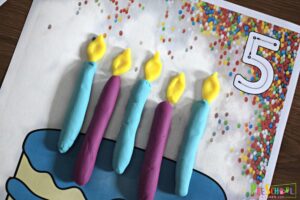 Counting playdough candles is such a fun, hands on math activities for preschoolers