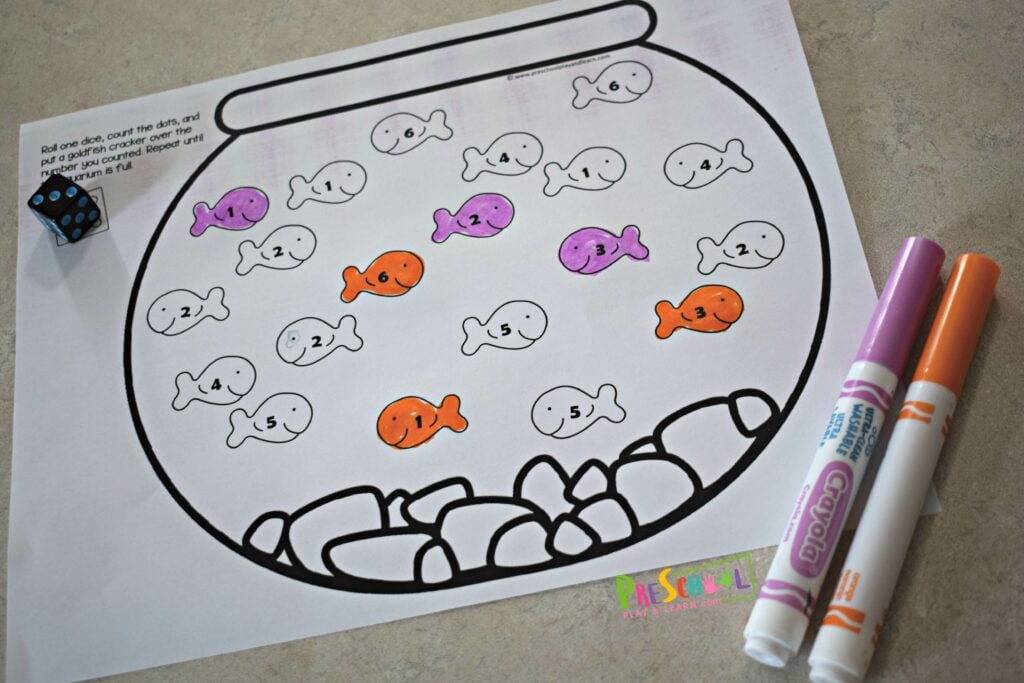 This math activities for preschoolers is available in color or black and white to save ink