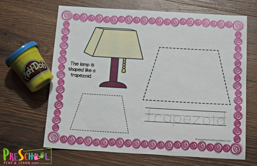 Free preschool shapes activities using playdough for prek.