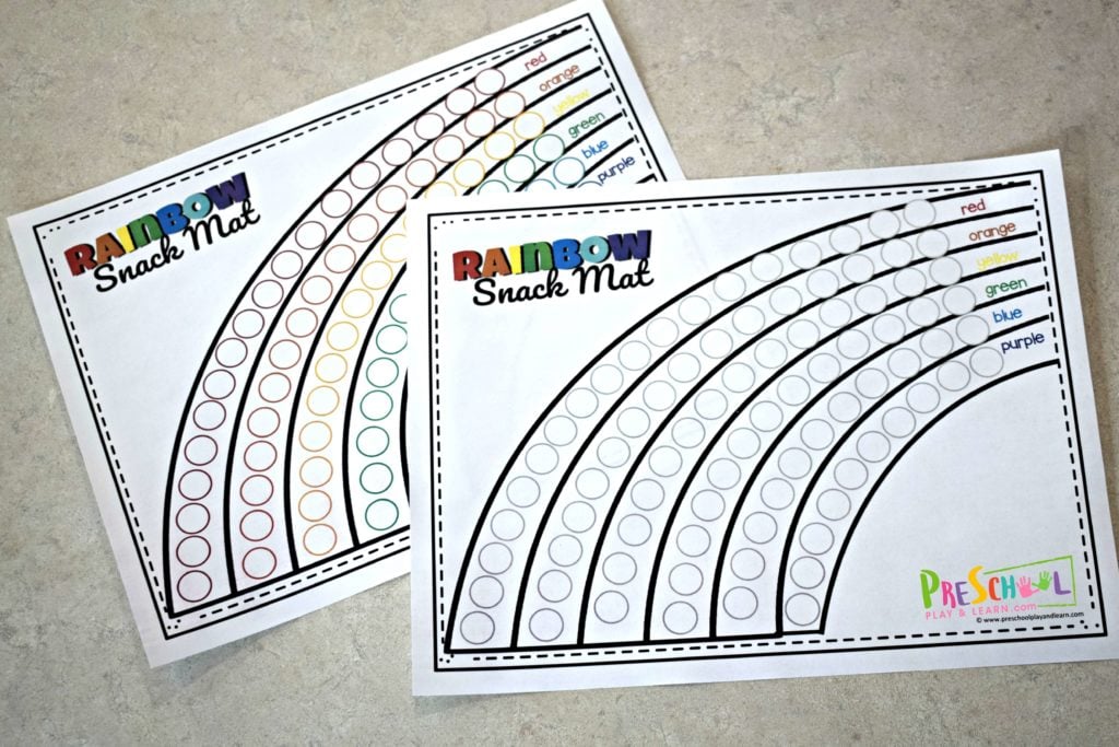 Free rainbow printable to help toddler, preschool, prek, and kindergarten age kids practice color recognition.