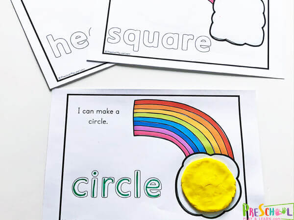 FREE Rainbow Shapes Playdough Mats Actiivty for Spring