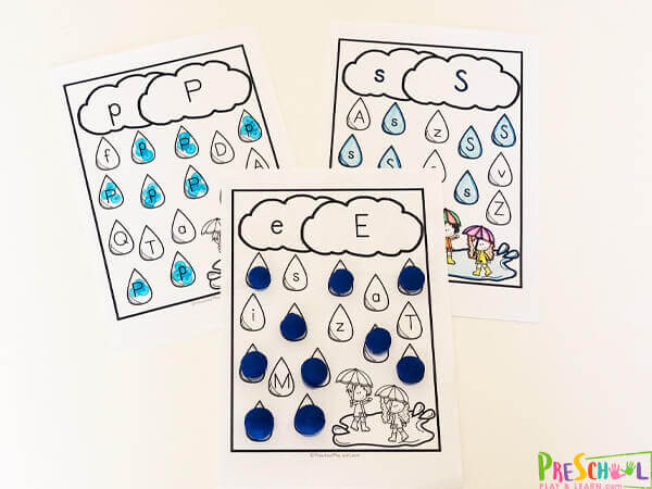 Rainy Day Letter Find Spring Worksheets Preschool