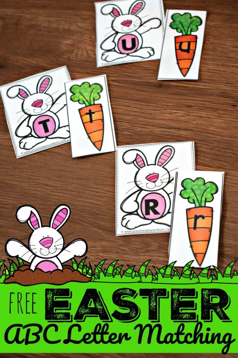 Printable Bunny Letter Matching Game & Activities for Kindergartners