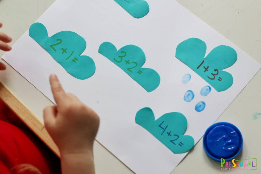 hands on math activity for preschoolers to practice addition