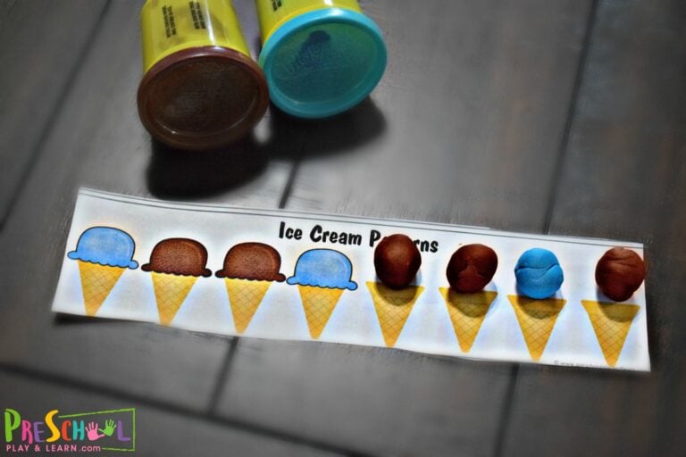 Playdough Ice Cream Patterns Printable for Kids