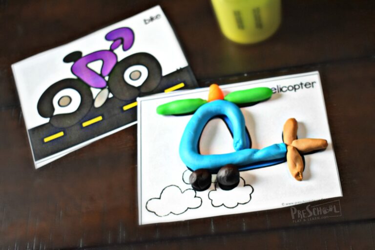 FREE Printable Transportation Playdough Mats
