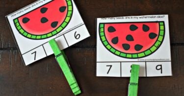 This preschool counting activity uses summer favorite, watermelon theme.