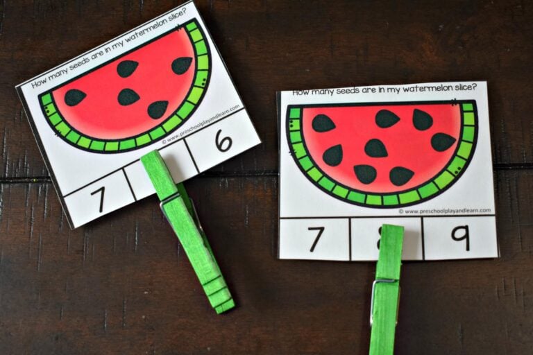 FREE Watermelon Count to 10 Clip Cards