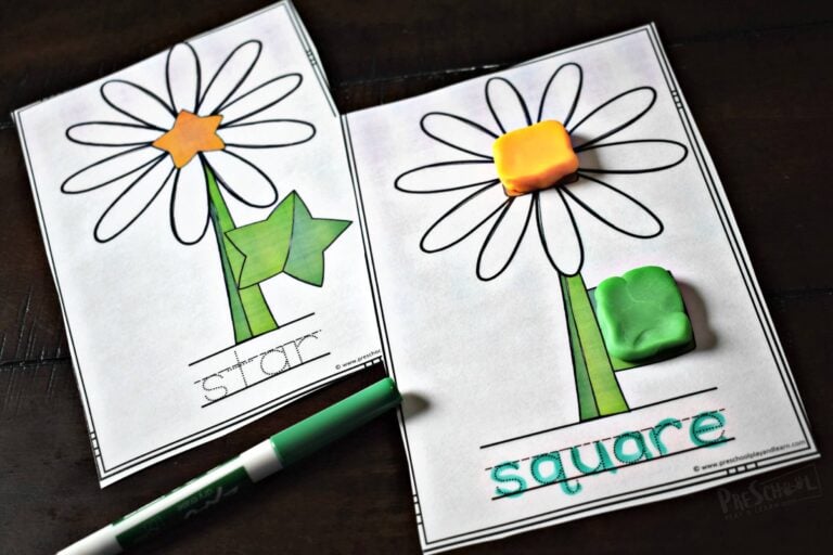 FREE Printable Flower Shape Playdough Mats