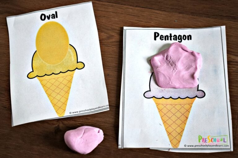 Shape Ice Cream Playdough Mats Printable Activity