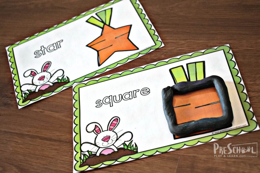Super cute spring themes shape playdough mats for toddler, preschool, and kindergarten age kids