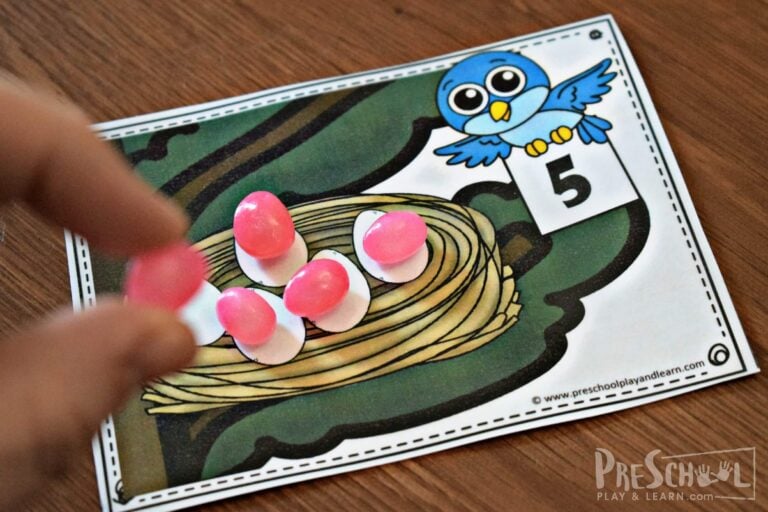 Spring Bluebird Counting Activity for Preschoolers w/ FREE Printable