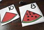 Simple watermelon counting activity with playdough mats