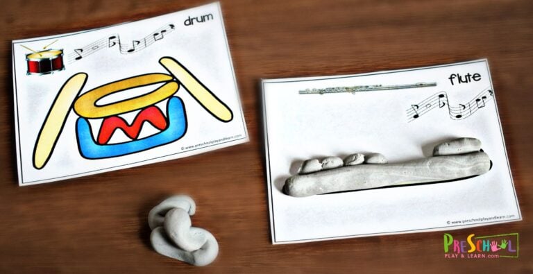 FREE Printable Instruments for Kids Playdough Mats Activity