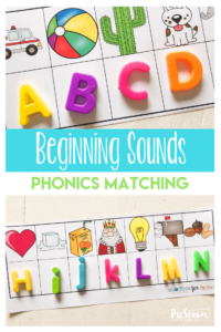 FREE Beginning Sounds Phonics Game - preschoolers will have fun using magnetic letters to practice reading readiness with this fun alphabet game #alphabet #phonics #preschool