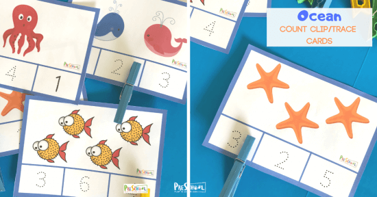 FREE Printable Ocean Counting Clip Cards