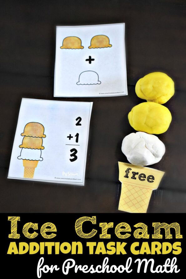 🍦 FREE Printable Summer Ice Cream Math Activity with Playdough