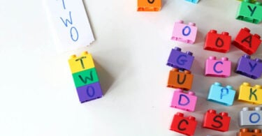 Fun, hands-on spelling practice idea for preschool, prek, kindergarten, and first grade students.