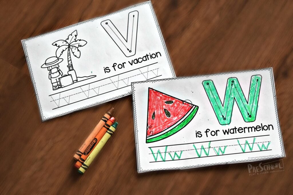 Kids will have fun practicing making uppercase letters with these fun summer themed worksheets for kids