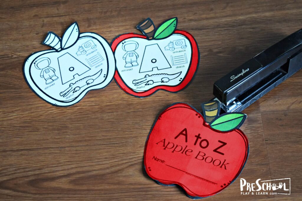 Turn these apple printables into a clever alphabet book for preschoolers to learn their letters from A to Z