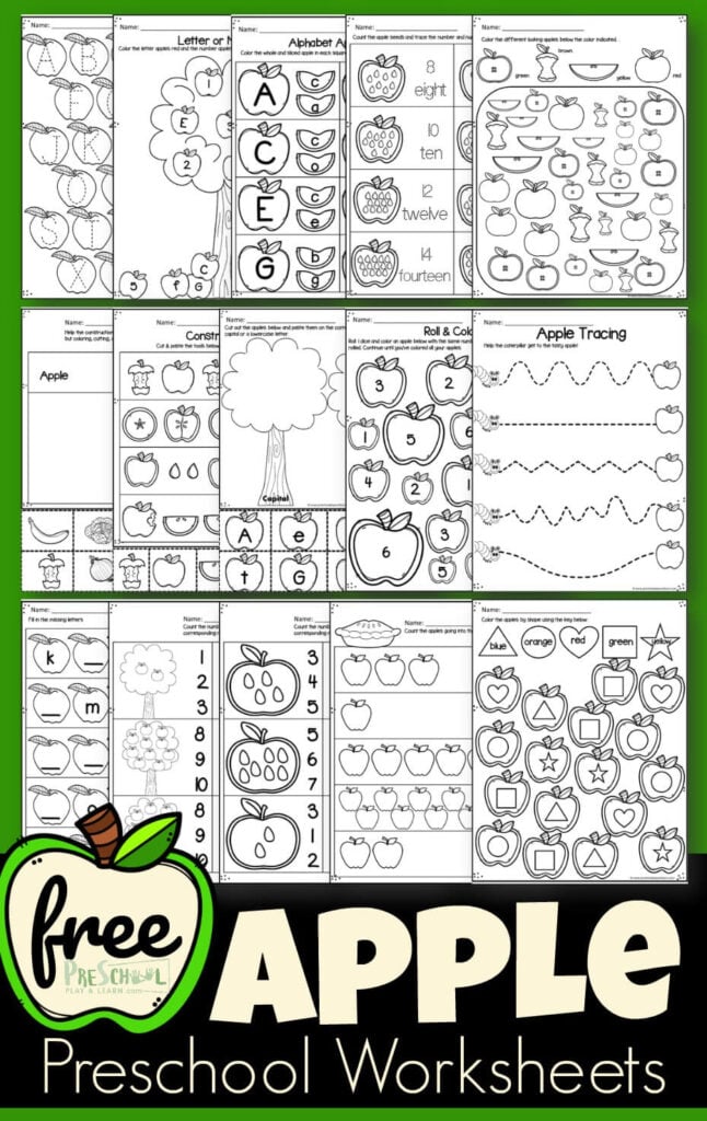 Apple Worksheet Preschool Pack