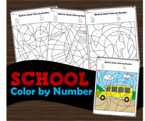 Super cute first day of school color by number worksheets for toddler, preschool, prek, kindergarten