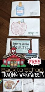 FREE Back to School Tracing Worksheets - super cute first day of school activity to help kids improve motor skills while tracing school supplies #preschool #prek #backtoschool