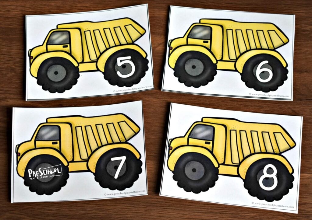 Hands on counting to 20 activity with a fun construction theme