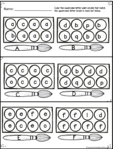 free printable preschool worksheets to practice identifying upper and lowercase letters