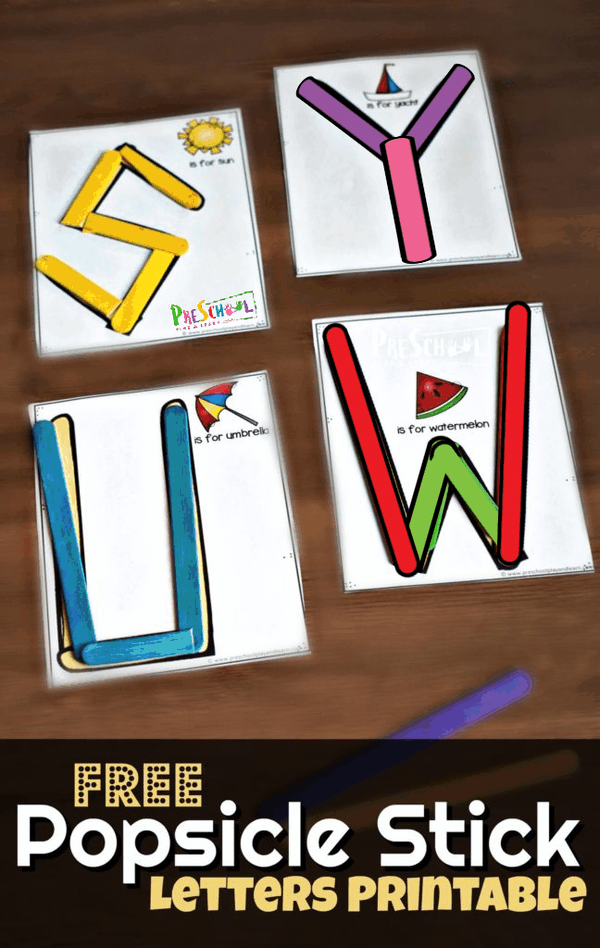 Kids will have fun practicing building uppercase letters using crafts sticks and these summer printables to make popsicle stick letters! This hands-on alphabet activity uses popsicle stick template to create letters from A to Z. This popsicle stick alphabet is a great way for toddler, preschool, pre-k, kindergarten, and first graders to pratice. Simply print pdf file with popsicle stick printables free and you are ready to play and learn with summer activities for preschoolers.