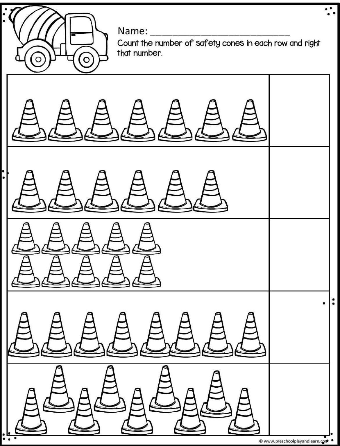  FREE Preschool Construction Theme Printable Worksheets