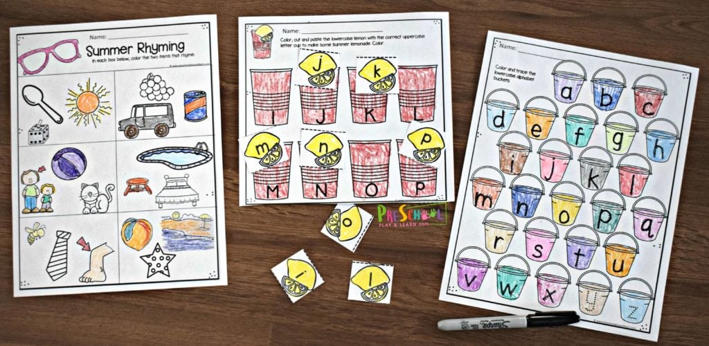 Fun, creative and free preschool worksheets for summer learning