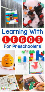 Learning with Legos for preschoolers - so many really fun ideas for learning literacy, STEM, and Lego math for kids of all ages #lego #preschool #prek