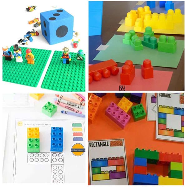 Lego Math ideas for helping preschool and kindergarten age kids have fun practicing math