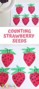 FREE Counting Strawberry Seeds Activity - this is such a fun preschool math activity for spring or summer! #counting #preschool #math
