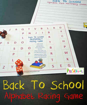 FREE Back to School Alphabet Racing Game - this is such a fun way for preschool and kindergarten age kids to practice their abcs on the first day of school #alphabet #backtoschol #preschool
