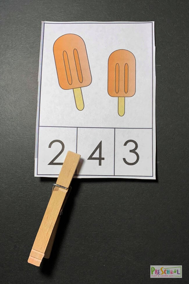 Practice counting to 10 with these counting popsicles clip cards. This summer printable is a fun summer activity for preschool math. 