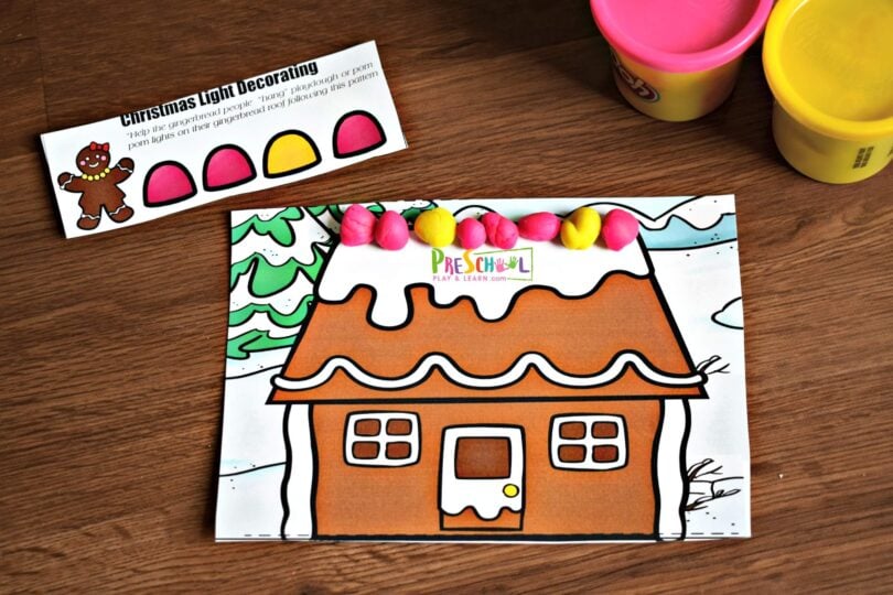 🎄 Patterns with Christmas Lights - FREE Printable Math Activities