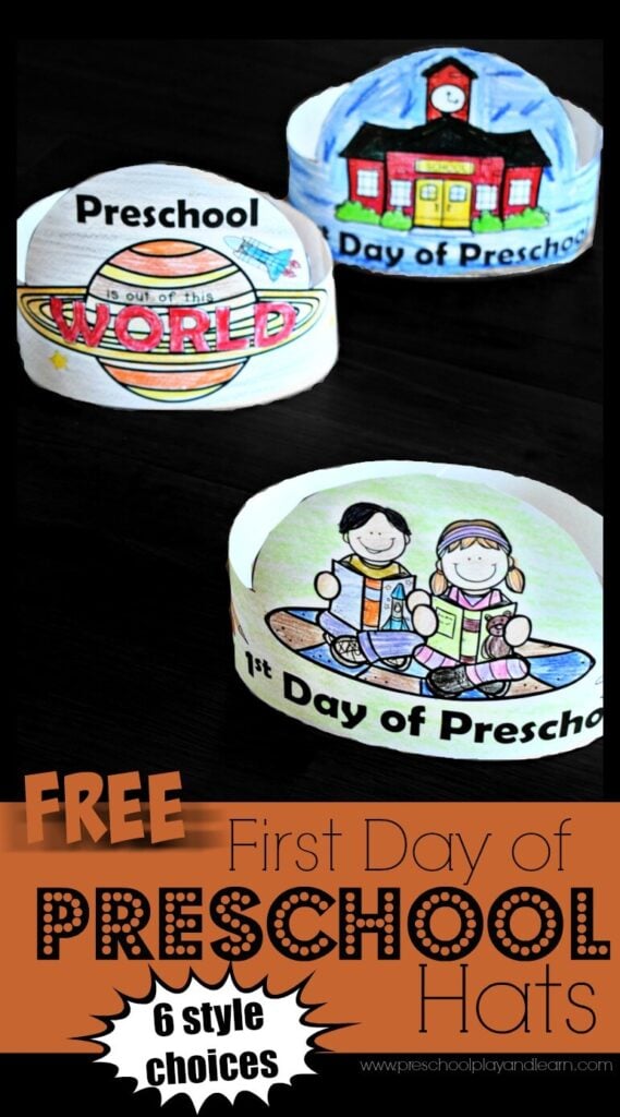 Celebrate the first day of school with these super cute, free printable back to school hats for preschool and pre k students. Pick your favorite template to make a back to school craft for preschoolers.  Whether you are a parent, teacher, or homeschooler - your child will love making these for the first day of preschool. 