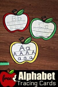 FREE Apple Alphabet Tracing Cards - this apple printable is a fun way for preschool, prek, and kindergarten age kids to practice upper and lowercase letters #alphabet #preschool #kindergarten
