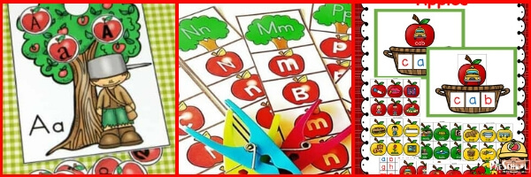 so many fun apple activities for kids to practice alphabet letters, match upper and lowercase letters
