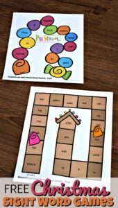 FREE Christmas Sight Word Games - kids will have fun practicing preschool sight words with this fun reading activity for pre k that improves reading fluency #sightwords #preschool #Christmas
