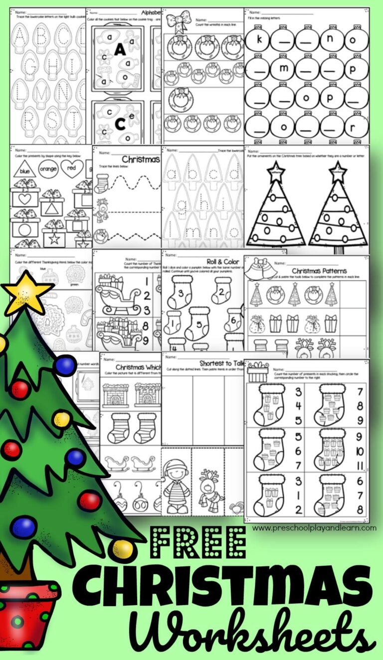 FREE Printable Christmas Worksheets for Preschool