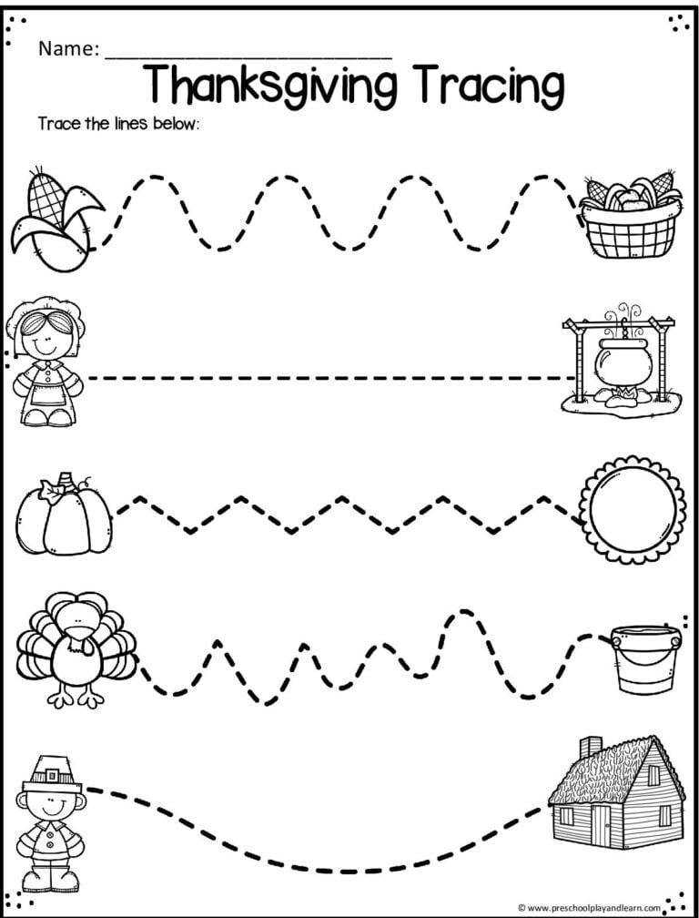  FREE Printable Thanksgiving Worksheets For Preschoolers