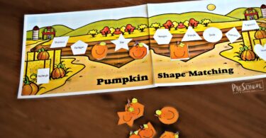 This pumpkin themed math activity is a fun way for kindergartners to learn about shapes for kids